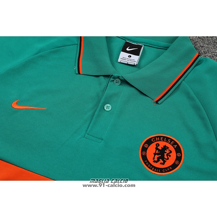Conjunto Polo Chelsea 2022-2023 Verde e Arancione
